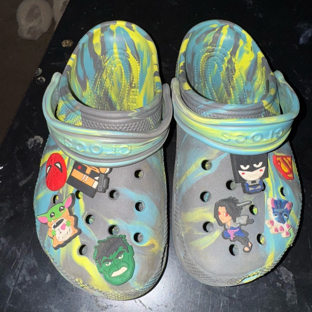2 for 1! Two pairs of size 3 youth crocs with jibbitz